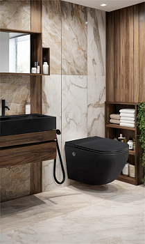 Унитаз подвесной Cerutti SPA CT10194 черный матовый с сиденьем микролифт безободковый импульсный смыв