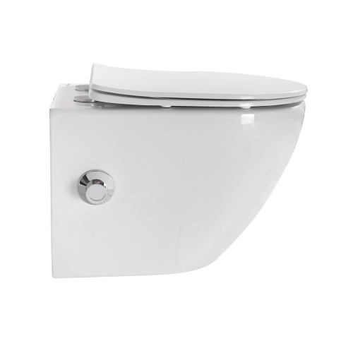 Унитаз подвесной BelBagno UNO BB3105CHR-BS/SC белый с сиденьем микролифт безободковый каскадный смыв - фото 4