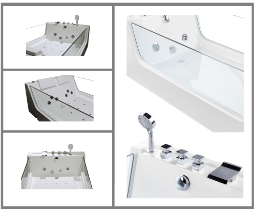 Ванна акриловая гидромассажная Cerutti SPA C-454A 170х120 пристенная прямоугольная с ножками - фото 4