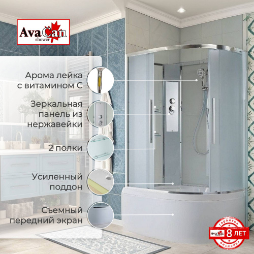 Душевая кабина AvaCan EM EM5912LN 120х90 асимметричная без крыши ориентация левая - фото 2