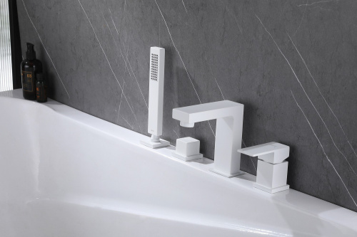 Смеситель ABBER Daheim AF8213W на борт ванны белый матовый - фото 2