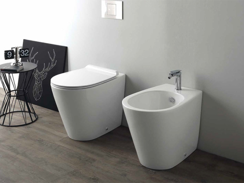 Чаша унитаза приставная Simas GA 01 bia цвет белый без сиденья безободковая душевой смыв - фото 2