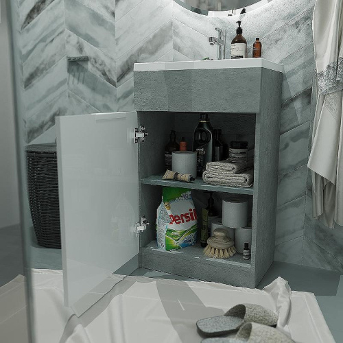 Тумба с раковиной 1MarKa Revo У99085 50х35х85 напольная цвет бетон светло-серый - фото 4