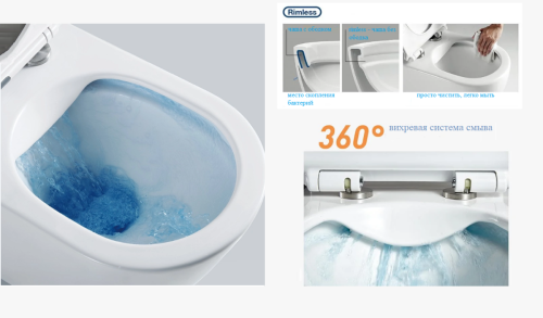 Унитаз подвесной Cerutti SPA CT10361 белый с сиденьем микролифт безободковый каскадный смыв - фото 5