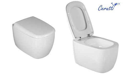 Унитаз подвесной Cerutti SPA CT10613 белый с сиденьем микролифт безободковый смыв торнадо - фото 4