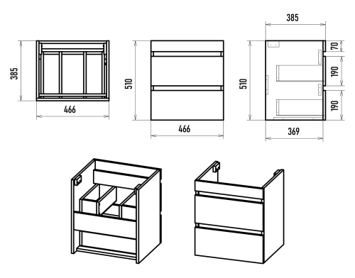 Тумба под раковину Misty Енисей Э-Ени01050-012По2Я 47х39х51 подвесная - фото 5
