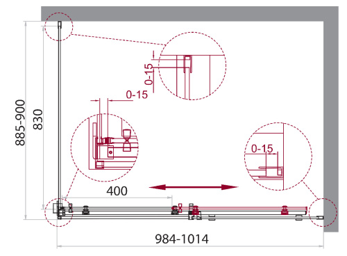 Душевой уголок BelBagno ACQUA ACQUA-AH-1-100/90-C-Cr 100х90 стекло прозрачное профиль хром глянцевый без поддона - фото 2