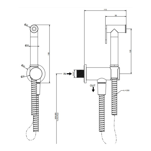 Гигиенический душ Gessi Trasparenze 14331#707 черный матовый - фото 2
