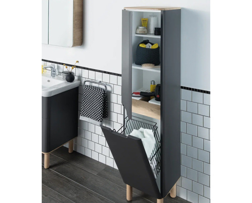 Шкаф-пенал Vitra Sento 60856 40х35х158 подвесной цвет антрацит матовый - фото 2