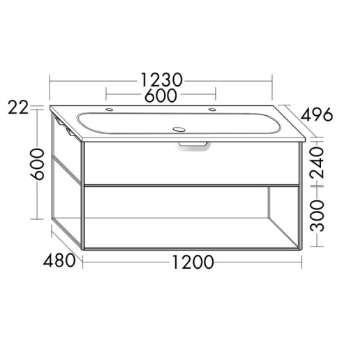 Тумба с раковиной Burgbad Vry SGUK123F6019GO253C001*2 123х50х60 цвет белый матовый - фото 2