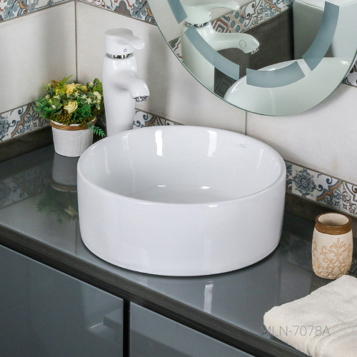 Раковина мебельная из санфаянса Melana MLN-7078A 41 7078A-805 41х41 накладная цвет белый без отверстий под смеситель - фото 5