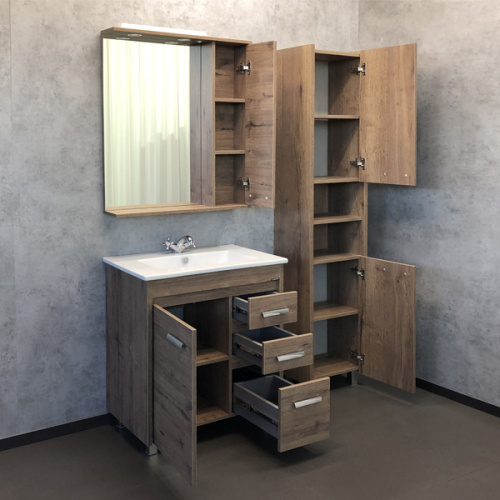 Зеркало-шкаф Comforty Марио 00-00004159CF 75х16х84 подвесной цвет дуб темный - фото 4