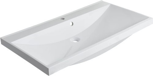 Раковина из литьевого мрамора Aquanet Нота 00284114 90х48 полувстраиваемая цвет белый 1 отверстие под смеситель - фото 4