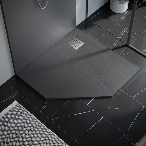 Душевой поддон Vincea H25 VST-4SP1010G 100х100 искусственный камень серый - фото 2