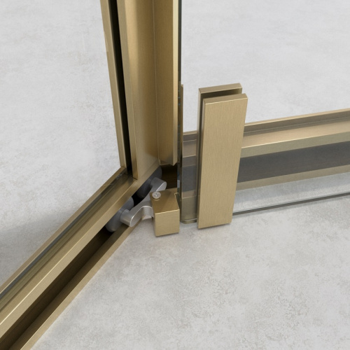 Душевой уголок Cezares RELAX 304 RELAX-304-P-1-100-C-BORO 100х100 стекло прозрачное профиль золото брашированное без поддона - фото 3