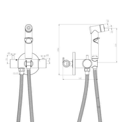 Гигиенический душ со смесителем Rossinka X X25-58 хром - фото 2