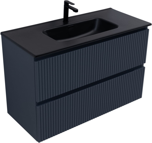 Тумба под раковину Aquanet Джейн (Flat) 00335431 100х45х64 подвесная цвет синий - фото 3