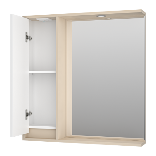 Зеркало-шкаф Brevita Balaton BAL-04080-03-01Л 78х14х80 подвесной цвет белый/бежевый - фото 4