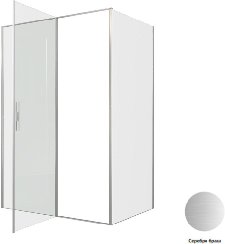 Душевой уголок Allen Brau Priority 3.31035.BA + 3.31047.BA 140х100 стекло прозрачное профиль серебро брашированное без поддона - фото 4