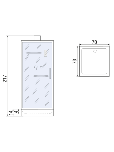 Душевая кабина River MOERO Б/К 70/73/14 (10000002980) 70х73 прямоугольная без крыши ориентация универсальная - фото 2