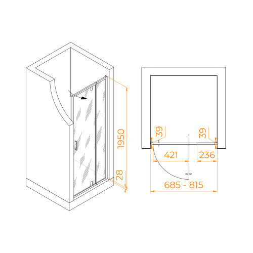 Душевая дверь RGW Passage 350800878-11 70х195 стекло прозрачное профиль хром глянцевый - фото 5