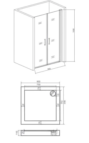 Душевая перегородка Good Door MOKKA МК00003 90х185 стекло прозрачное профиль белый - фото 3