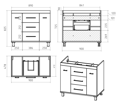 Тумба под раковину Misty Терра П-Тер01090-01503Я 90х48х73 напольная - фото 4