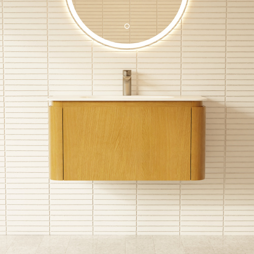 Тумба с раковиной+зеркало Art Decco Coco (Коко) ACC08W14S1M0 80x45x40 подвесная цвет белый дуб - фото 4