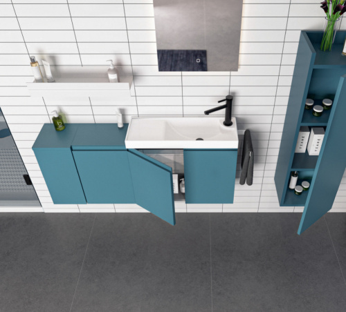 Шкаф-пенал Orka Ferla 3006244 30х25х100 подвесной цвет синий матовый - фото 3