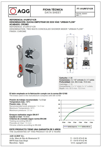 Душевой комплект AQG Urban Flow 19URFER23602 настенный - фото 2