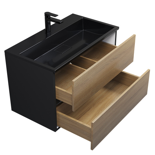 Раковина из литьевого мрамора Uperwood Barsa 3939193463 80х45 полувстраиваемая цвет черный - фото 4