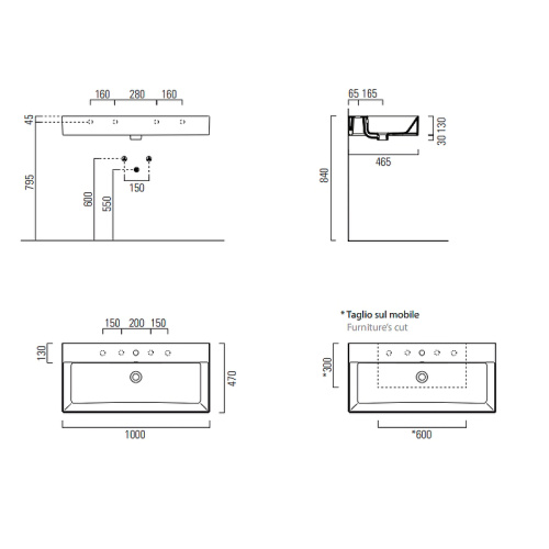 Раковина из санфаянса GSI Kube X 9423011_УЦ 100х47 подвесная цвет белый - фото 5