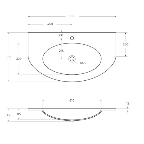 Раковина стеклянная Cezares EDEN 82399 92х52 подвесная цвет белый 1 отверстие под смеситель - фото 2