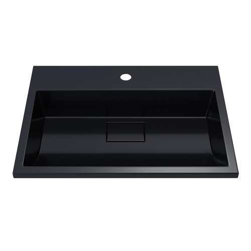 Раковина из литьевого мрамора Uperwood Barsa 3939193461 60х45 полувстраиваемая цвет черный - фото 5