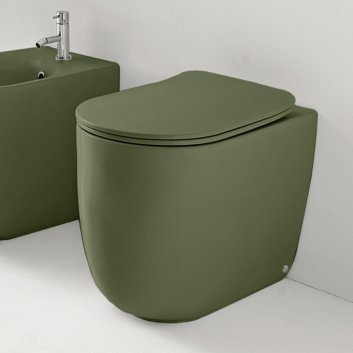 Чаша унитаза приставная Kerasan Nolita 531811 цвет зеленый без сиденья безободковая каскадный смыв