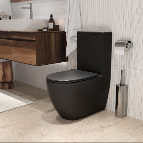Унитаз напольный с бачком Grossman Торнадо GR-4446BMSQ черный матовый с сиденьем безободковый смыв торнадо - фото 5