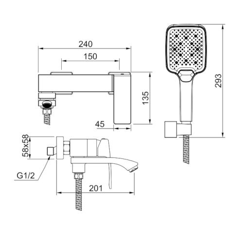 Смеситель для ванны и душа Raglo R01 R01.30.06 настенный черный - фото 2