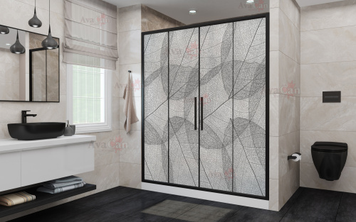 Душевая дверь AvaCan FB2-190MT 210х195 стекло матовое профиль черный - фото 3