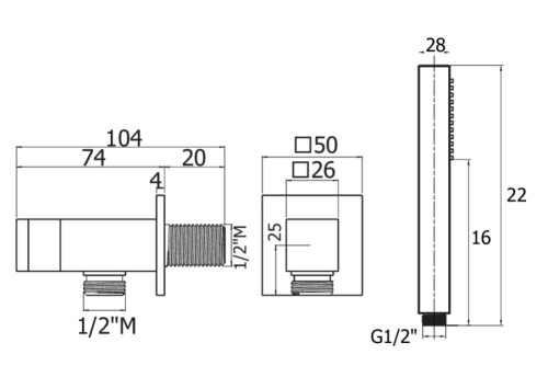 Душевая лейка с держателем Plumberia Selection SHOWER HST3108CR прямоугольная - фото 2