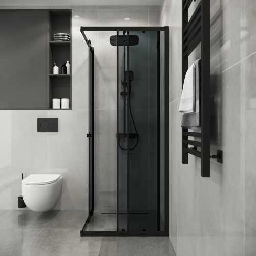 Душевой уголок Niagara Eco NG-1009-14QT 89х89 стекло тонированное профиль черный матовый без поддона - фото 4