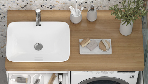 Раковина из фаянса Velvex 78444 59х41 полувстраиваемая цвет белый без отверстий под смеситель - фото 3