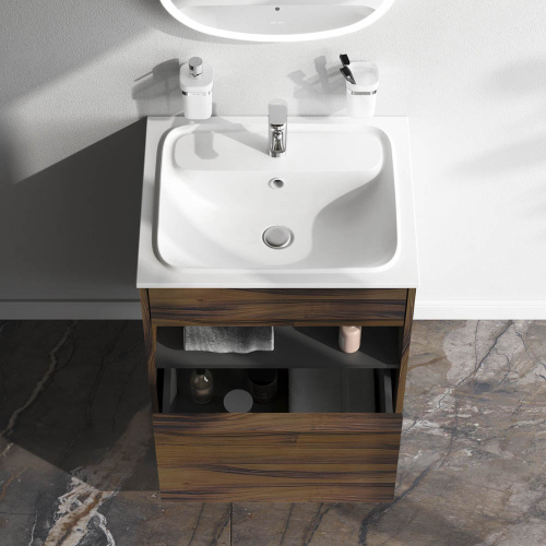 Тумба под раковину Am.Pm Func M8FFUX0601OF 61х49х70 подвесная цвет темное дерево - фото 3