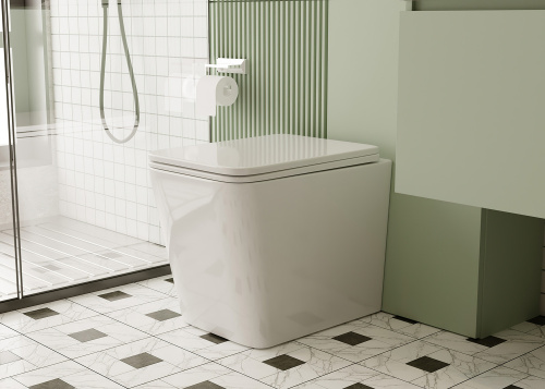 Унитаз приставной Abber Rechteck AC1211 белый с сиденьем микролифт безободковый каскадный смыв - фото 2